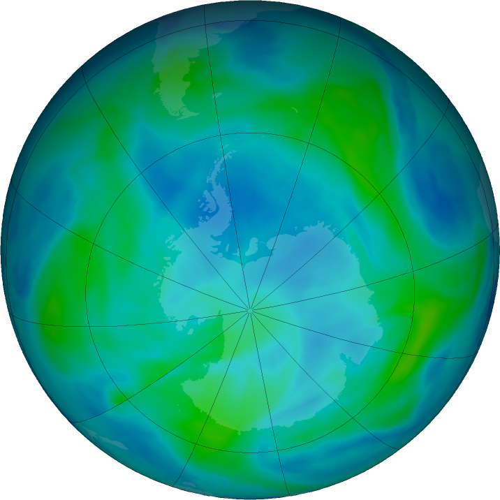 Antarctic ozone map for 09 March 2017
